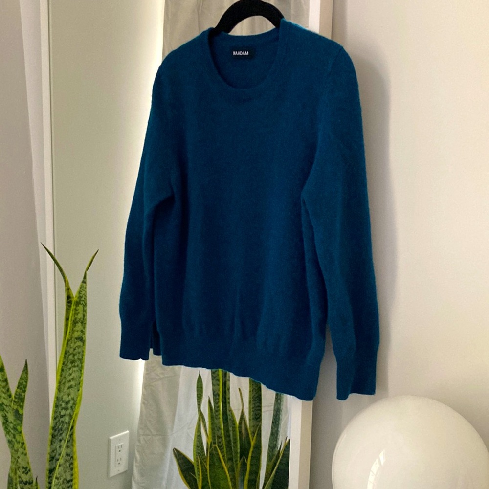 NAADAM Essential 100% Cashmere Sweater - Large, Peacock Blue